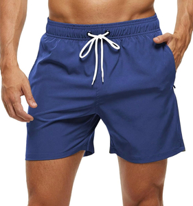 Pantalones Cortos de Natación para Hombre 2026 al por Mayor, Azules Sólidos, de Secado Rápido, con Cordón en la Cintura y Bolsillos Laterales, de Poliéster Tejido Casual de Longitud Corta - Product Image 3