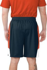 Pantalones Cortos Deportivos Azul Marino con Franjas Laterales Naranjas y Logotipo de Tigre, Ropa Deportiva de Poliéster Resistente - Product Image 4