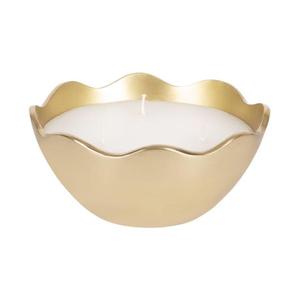Pot à bougie en métal finition cuivre antique, design martelé, avec cire verte et trois mèches - Product Image 3