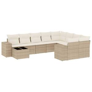 Conjunto de Sofás de Jardín Beige para Exteriores con Almacenamiento, Resistentes a los Rayos UV, de Ratán PE, con Cojines de Espuma de Alta Densidad, Diseño Contemporáneo - Product Image 4