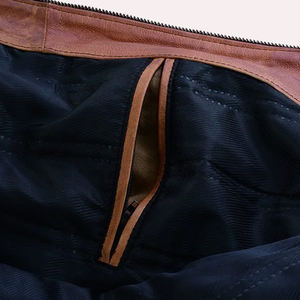 Veste de motard vintage en cuir véritable marron pour homme |   Blouson en cuir de moto coupe ajustée avec col montant - Product Image 5