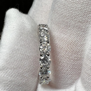 High Quality Moissanite Jewelry 925 Sterling <b>Silver</b> White VVS Round Brilliant Cut Moissanite Full <b>Eternity</b> Band <b>Ring</b> - Product Image 4