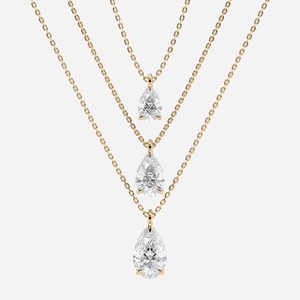 Collier pendentif en diamant de laboratoire taille poire _ Or 14 carats, solitaire, certifié IGI - Product Image 1