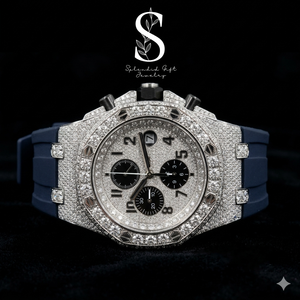 Diamond Tester Pass Custom Hip Hop Moissanite Luxury <b>Mens</b> Automatic <b>Blue</b> Rubber Belt Wrist <b>Watch</b> With VVS Clarity - Product Image 1