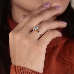 Anillo de Compromiso Vintage con Diamante Cultivado en Laboratorio, Corte Marquesa, Oro 14K, Solitario, Minimalista, Elegante, Clásico, para Propuesta de Matrimonio, Aniversario - Product Image 3