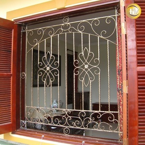 Grille de fenêtre décorative en fer forgé blanc, grille de sécurité en métal, clôture ornementale pour entrée de maison - Product Image 2