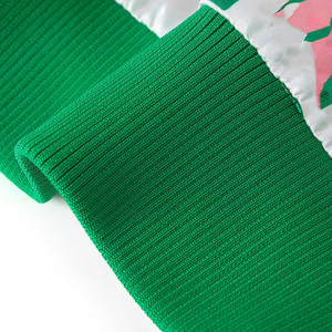 Chaqueta universitaria de mezclilla rosa y verde personalizada al por mayor, mezcla de lana, con letras griegas bordadas, estilo béisbol/bomber - Product Image 2