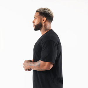High Demand Men's <b>Black</b> O-Neck Short Sleeve <b>T</b>-<b>Shirt</b> Regular Fit 100% Cotton Jersey Casual Solid Color <b>Plain</b> Dyed Knitted Fabric - Product Image 3