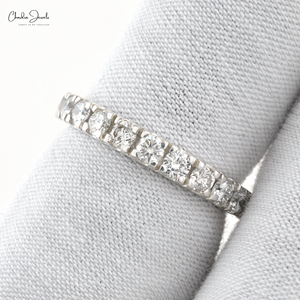 Nuevo Anillo de Media Eternidad con Diamantes Pavé de 2.7mm en Oro Blanco Fino de 14k, Anillo de Compromiso y Boda, Talla US-6 - Product Image 6