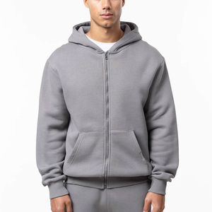 Premium Quality Custom Drop Shoulder Blank Fleece Heavyweight Wholesale Price Custom Logo Men Zipper hoodies - Product Image 2