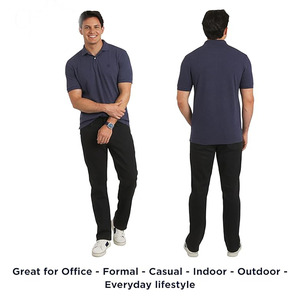Polo pour homme gris fumé à manches courtes, décontracté, uni, en tissu respirant, logo personnalisé, OEM ODM disponible - Product Image 3