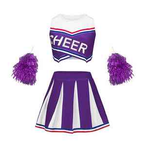 ชุดเชียร์ลีดเดอร์ผู้หญิงสำหรับผู้ใหญ่ โพลีเอสเตอร์ 100% ระบายอากาศได้ดี พิมพ์ลายแบบซับลิเมชั่น ไร้รอยต่อ ปรับแต่งโลโก้ด้านหน้าได้ - Product Image 2