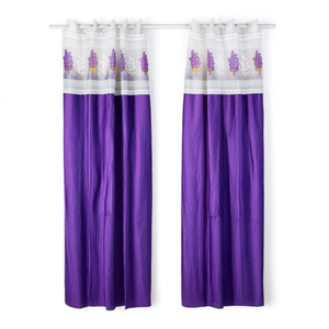 Blackout Modern Embroidered Floral Pleated 4x9 Feet Polyester Home Hotel <b>Curtain</b> Panel - Product Image 2