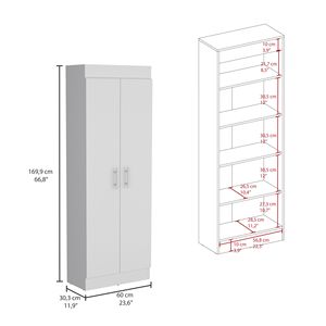 Armadio Dispensa a 2 Ante Nepal, Design Salvaspazio con Ripiani Multipli per Organizzazione Cucina - Product Image 3