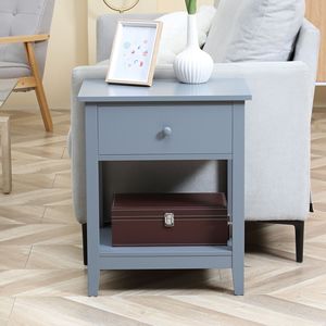 Comodino Moderno ed Elegante Grigio con Cassetto e Ripiano per Camera da Letto o Soggiorno - Product Image 5