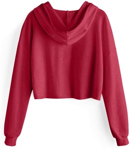 Top corto de manga larga con etiqueta para mujer, ropa de gimnasio con capucha OEM personalizada, top corto de calle, top corto para chicas adolescentes, precio barato - Product Image 5