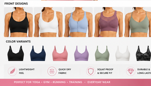 Soutien-gorge de sport dos nageur pour femme, couleur unie, anti-humidité, respirant, maintien moyen à fort, pour yoga et entraînement - Product Image 3