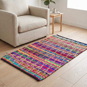 2.5' x 10' Colorful Recycled Cotton <b>Floor</b> <b>Runner</b> for Hallway Entryway Cottage Bohemian & Farmhouse Interiors - Product Image 6