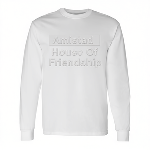Camiseta de manga larga Amistad House Of Friendship para niños, unisex, blanca, con cuello redondo, estampado en relieve, actividades promocionales - Product Image 3