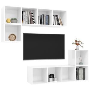 4 pezzi di alta lucentezza bianco ingegnerizzato legno TV Set mobile per soggiorno - Product Image 3