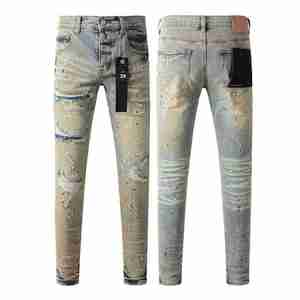 Nuevos Jeans Slim Fit para Hombre 2026, Pantalones Skinny con Estampado Desgastado, Cintura Media, Estilo Urbano, con Efecto de Reparación de Pintura y Suavizante - Product Image 6