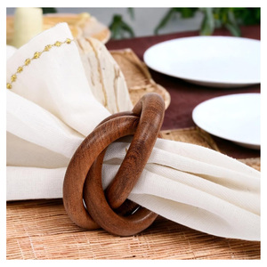 Anillos de Servilleta Redondos y Cuadrados Hechos a Mano de Lujo, Anillos de Servilleta de Madera para Decoración de Bodas - Product Image 5