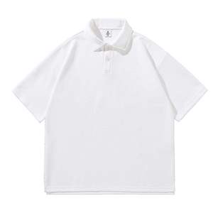 Men's Short Sleeve Solid Color Polo Shirt Casual Regular Fit Black Button Design Woven Fabric - Product Image 5