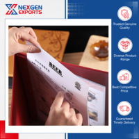 Nexgen Exports Produsen India Standar Kualitas Mewah Gaya Elegan Folder Menu Kulit PU Buatan Tangan Logo Kustom OEM/ODM untuk
