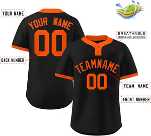 Camiseta de béisbol naranja personalizada, nombre personalizado, número, nombre del equipo, uniforme de softbol 00, cuello en V, rayas verticales, absorbe la humedad, transpirable - Product Image 4