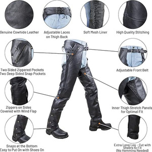 Samroz Sports - Pantalones de Cuero Personalizables para Hombre y Mujer, de Piel de Vacuno de Primera Calidad, Estilo Vaquero Occidental, Hechos a Mano - Negros - Product Image 5