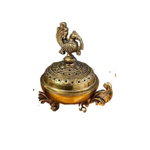 Decorative Gold Incense Burner With <b>Wooden</b> Handle for Everyday Home Kitchen Office and <b>Temple</b> Use Wholesale From India - Product Image 2
