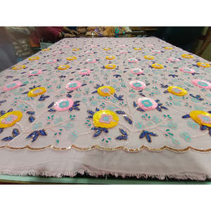 Tela de encaje floral 3D de lujo con cuentas a mano al por mayor para vestidos de novia, fabricante de tela de red bordada - Product Image 6