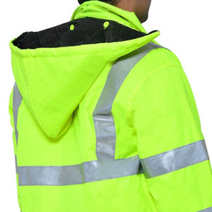 Hi Visibility Men's Reflective CE Certified Breathable Work <b>Jacket</b> Needle Detection Polyester Safety Coat <b>Silver</b> Stripes Black - Product Image 3