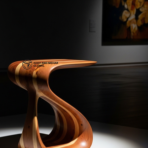Luxury Sculptural S-Curve Solid Wood Side <b>Table</b> Modern Handcrafted Wooden Ottoman & End <b>Table</b> for Designer Home Hotel Decor - Product Image 2