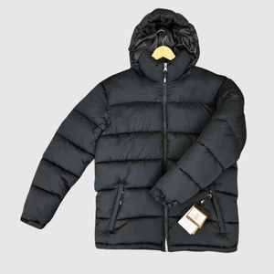 Veste matelassée à capuche grise pour homme, coupe-vent, épaisse, décontractée, pour l'hiver, avec fermeture éclair, coupe régulière, veste rembourrée - Product Image 2