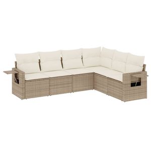 Set di divani da giardino in bianco e Rattan Beige pieghevole in 6 pezzi comodo e conveniente - Product Image 2
