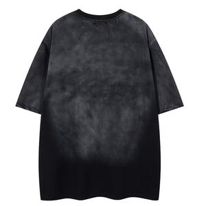 Camisetas de hombre personalizadas de algodón 100% de 240 g, con lavado a la piedra, lavado ácido y pintado en negro, lisas, oversize, vintage, antiarrugas, cuello redondo - Product Image 2