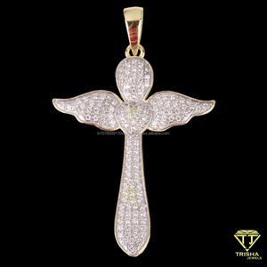 Colgante de Cruz de Ángel en Plata de Ley 925 con Diamante Moissanite VVS, Joyería Hip Hop - Product Image 5