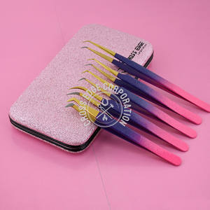 Pince à cils extension de cils à pointe en fibre pince à épiler russe méga Volume pince à épiler en acier inoxydable 5 pièces 45 90 degrés léger - Product Image 6