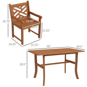 Set da Pranzo per Esterni in Legno con Finitura Teak, Resistente alle Intemperie e Impermeabile, per 4 Persone, Ideale per Giardino, Cortile e Bordo Piscina - Product Image 3