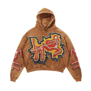 Sweat à capuche surdimensionné pour homme en coton 100% fabriqué au Pakistan, avec broderie vieillie, impression sérigraphique, séchage rapide et poche, idéal pour l'hiver - Product Image 1