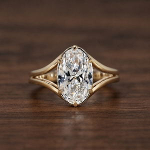 Prêt à expédier : Bague de fiançailles en platine massif 950 avec diamant de laboratoire ovale 3 carats, anneau à double sangle, bague de mariage, bijoux pour femme - Product Image 1