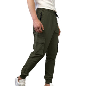 Pantalones Jogger Cargo Verde Oliva para Hombre, Cintura Elástica con Cordón, Pantalones Casuales con Puños y Múltiples Bolsillos para Mayor Comodidad - Product Image 3