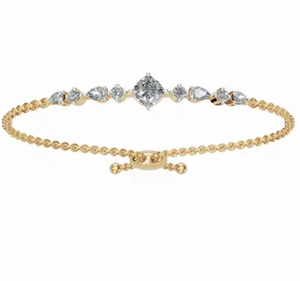 Pearluxe Spark Diamond <b>Adjustable</b> <b>Bracelet</b> 1.251 Carats 9 Stones 9k 14k 18k Yellow Rose White Gold Luxury Large Stone 9 Pcs - Product Image 1