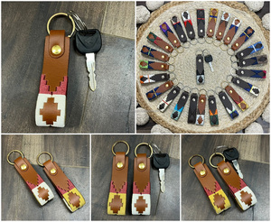 <b>Custom</b> Genuine Leather Western Style Embroidered Aztec Pattern Keychain <b>Ring</b> Fashion Accessory Durable <b>Key</b> Holder For Daily Use - Product Image 3
