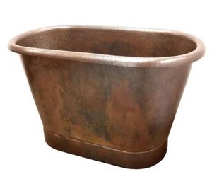 Bañera Ovalada de Cobre Martillado Marrón Independiente para Baño de Villa - Product Image 3