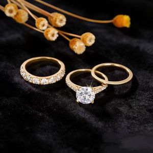 Bague de promesse en diamant rond de 1,01 carat cultivé en laboratoire de qualité supérieure, sertie d'un demi-bague éternité en or massif 14 carats, cadeau surprise pour mariage ou fête - Product Image 2