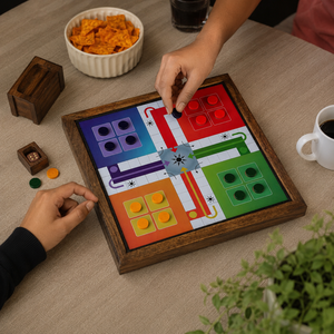Wooden Ludo & Snakes <b>Ladders</b> Board Game | Handmade Family Strategy Tabletop Travel Game |Classic Educational Gift for Kids Adult - Product Image 4