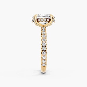 Bague de fiançailles solitaire à quatre griffes avec diamant de laboratoire taille ovale certifié IGI, sertie pavé, en or 10K 14K 18K ou argent 925 935 - Product Image 4