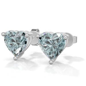 Heerani Jewels London <b>Blue</b> <b>Topaz</b> 925 Sterling Silver Heart Shape IGI Certified Trendy Stud Vermeil Unisex All Religion <b>Earrings</b> - Product Image 2